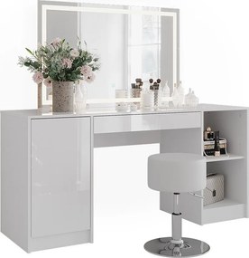 Stół do toalety biały/biały wysoki połysk 158.2x50.1x76 sherry