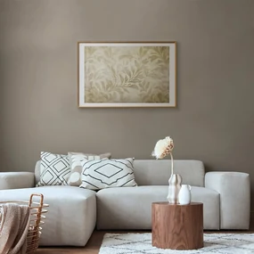 Plakat Piaskowe listki 60x40 cm z ramą złotą z marginesem ARTGEIST B