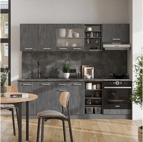 Zabudowa kuchenna czarny beton/antracyt 240x46x81.6 r-line