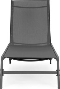 Leżak ogrodowy regulowany Alvero z siatki, kolor szary