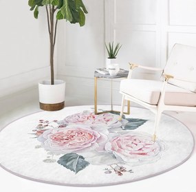Biało-różowy okrągły dywan odpowiedni do prania i robotów sprzątających ø 100 cm Comfort – Mila Home
