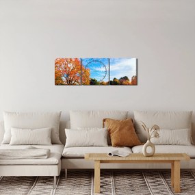 Obraz - Jesienny krajobraz (z zegarem) (90x30 cm)
