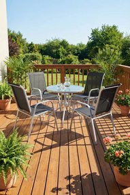 Stół i krzesła ogrodowe ze szklanym blatem W0-W09