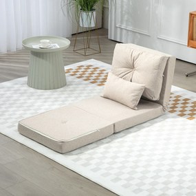 HOMCOM Fotel podłogowy, rozkładana mata do spania, 2 w 1, zdejmowana poduszka, 60 x 80 x 56 cm, Beżowy | Aosom PL