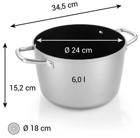 Tescoma Garnek GrandCHEF+ średnica 24 cm, 6,0 l, śred. 24 cm