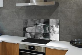 Panel szklany do Kuchni Czarno-Białe Niebo i Ludzie