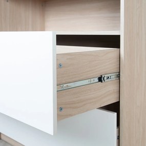 Biało-naturalna komoda dziecięca w dekorze dębu z przewijakiem 88x98x75 cm Cabane – Roba