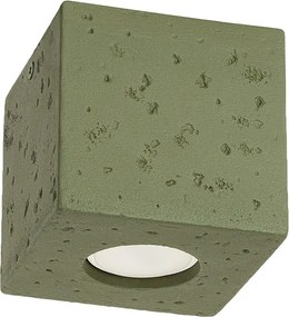 Lampa sufitowa industrialny Quad, beton - 1 źródło - L.10 x H.10 cm - zielony oliwkowy