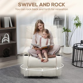 HOMCOM Fotel relaksacyjny z podnóżkiem, leżak, obrotowy, do 150 kg, stalowa rama, 88x96x108cm, Beżowy