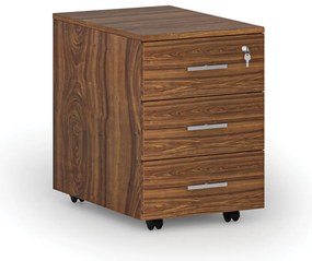 Kontener biurowy mobilny SOLID, 3 szuflady, orzech