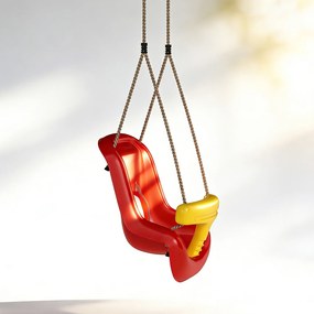 AIYAPLAY Regulowana huśtawka dla niemowląt, rosnąca z dzieckiem — siedzisko z oparciem i barierką bezpieczeństwa, dla dzieci 9-36 miesięcy, Czerwony | Aosom PL