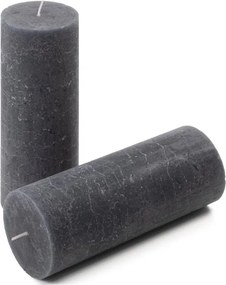 Zestaw świec rustykalnych, 20 cm, Ø 7,5 cm, antracyt, 4 szt.