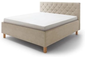 Beżowe tapicerowane łóżko dwuosobowe ze schowkiem i stelażem 180x200 cm San Remo – Meise Möbel
