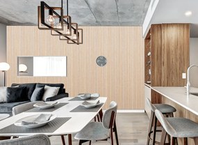 Drewniany panel akustyczny, 2400 x 600 mm, szary podkład, 5 szt, dąb