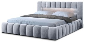 Jasnoszare tapicerowane łóżko dwuosobowe ze schowkiem ze stelażem 180x200 cm Lamica – ELTAP