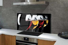 Panel szklany do Kuchni Minimalistyczne Kieliszki w Czerni