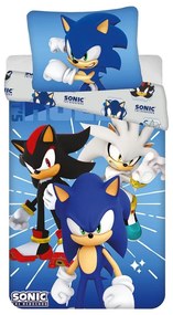 Niebieska pościel dziecięca jednoosobowa z mikrowłókna 140x200 cm Sonic – Jerry Fabrics