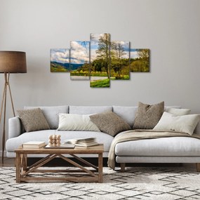 Obraz łodzi nad jeziorem (125x70 cm)
