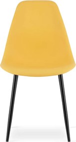 Musztardowe krzesło plastikowe do stołu kuchennego N2-F73