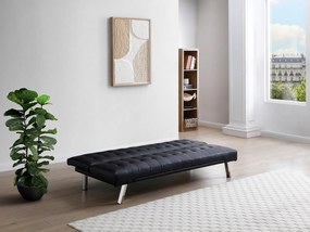 Rozkładana kanapa GUILLAUME  z ekoskóry - Kolor: czarny
