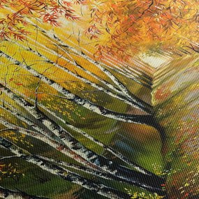 Obraz - Romantyczna aleja wzdłuż wody, obraz olejny (z zegarem) (90x30 cm)