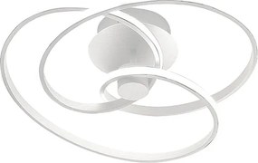 Diva - Nowoczesna lampa sufitowa LED 40W z możliwością ściemniania - Satynowe białe aluminium, ciepłe światło 3000K, 2500lm, dyfuzor silikonowy