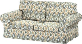 Pokrowiec na sofę Ektorp 2-osobową rozkładaną, model po 2012 kolor niebieski tkanina strukturalna, wzorzysta