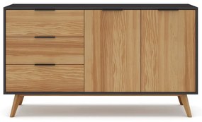 Czarno-naturalna niska komoda z drewna sosnowego 140x81 cm Lavis – Marckeric
