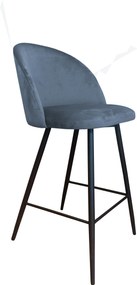 Hoker Colin krzesło barowe tkanina Welur podstawa metalowa : Kolor nogi - Czarna stożek, Kolor tkaniny - VELVET - BL06, Typ siedziska - Siedzisko stałe