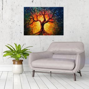 Obraz na szkle - Drzewo życia w mozaice (70x50 cm)