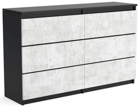 Duża komoda 6 SZUFLAD Szafka 120 cm ARIA Czarny/Beton