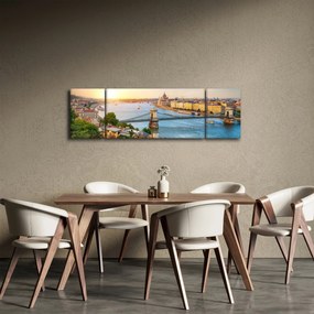 Obraz miasta Budapeszt z rzeką (170x50 cm)