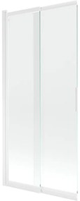 Mexen Fox parawan nawannowy 2-skrzydłowy przesuwny 85 x 150 cm, transparent, biały - 891-085-002-20-00