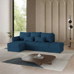 Masseno Narożnik LUMARI z funkcją spania i pojemnikiem na pościel Narozniki L, Rozkładana sofa - Niebieski, KRONOS 09