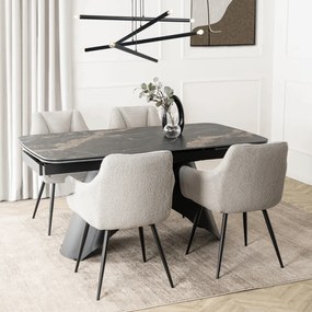 Krzesło Tapicerowane do Salonu NAWARA Szare Boucle Nowoczesne