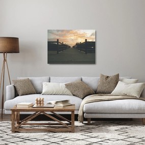 Obraz na szkle drewnianego pomostu nad jeziorem (70x50 cm)