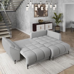 Masseno Narożnik VESTANO  z funkcją spania i pojemnikiem na pościel Narozniki L, Rozkładana sofa - Jasnoszary, QUELLE 83