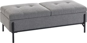 HOMCOM Skrzynia z tkaniny lnianej, ławka z 2 schowkami, składanymi klapami i ekstra grubą poduszką, 117 x 50 x 44 cm | Aosom PL