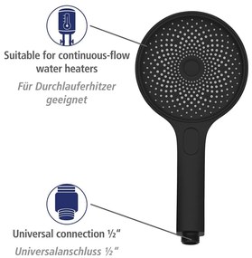 Czarny zestaw prysznicowy ze stali nierdzewnej 120 cm Soft Water – Wenko