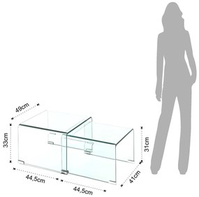 Szklane stoliki zestaw 2 szt. 44.5x49 cm Cristal – Tomasucci