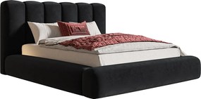 Łóżko tapicerowane 160x200 Lumaro z pojemnikiem - gruba pianka, pojemnik, stelaż metalowy - czarny (Amor Velvet 4322)