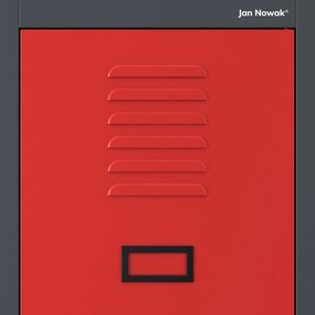 Szafka ubraniowa BHP antracytowo-czerwona: czterokomorowa KACPER, 800 x 1800 x 500 mm