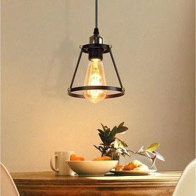 NETTLIFE Lampa wisząca E27 czarna średnica 15cm vintage metal do jadalni, kuchni, salonu, restauracji 150cm