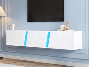 Szafka RTV 180x35x30cm - z 3 drzwiami - z oświetleniem LED - dla telewizorów 75" - biały