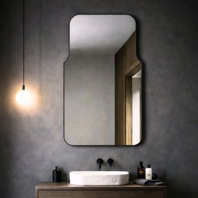 Lustro o nieregularnym kształcie oszlifowane bez podświetlenia ROUND DECOR  | Różne rozmiary | Różne kolory : Kolor tafli szkła - Grafit, Rozmiar - 80x110 cm