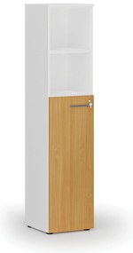 Szafa biurowa kombinowana PRIMO, drzwi na 3 poziomach, 400 x 420 x 1781 mm, biały/buk
