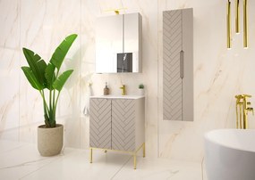 Zestaw mebli łazienkowych z lustrem i umywalką Aspen 30 cashmere/złoty