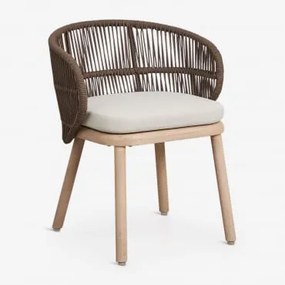 Krzesło Ogrodowe Z Drewna Akacjowego I Plecionej Liny Capri Chocolate - Sklum