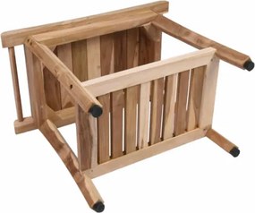 Taboret łazienkowy z drewna tekowego z półką 47x33x56 cm