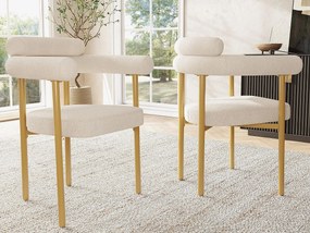 Komplet 2 krzeseł z aksamitu - styl nowoczesny - Złote nogi - Biały i Złoty